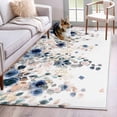 thumbnail image 1 of Area Rugs for Living Room Bedroom, Navy Blue Flowers 4'x6' Rug Washable Carpet Runner Indoor Outdoor, Spring Floral Elegant Pastoral Watercolor Non Slip Accent Floor Mats Rug for Kitchen, Office, 1 of 8