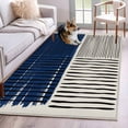 thumbnail image 1 of Area Rugs for Living Room Bedroom, Navy Blue Striped 4'x6' Rug Washable Carpet Runner Indoor Outdoor, Farmhouse Stripes Modern Abstract Art Non Slip Accent Floor Mats Rug for Kitchen, Office, 1 of 8