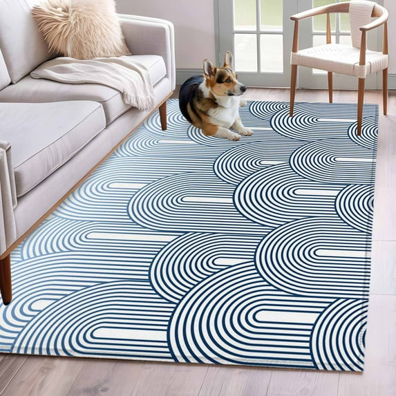 Area Rugs for Living Room Bedroom, Ombre 4'x6' Rug Washable Carpet Runner Indoor Outdoor, Farmhouse Stripes Modern Abstract Art Non Slip Accent Floor Mats Rug for Kitchen, Office