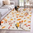 thumbnail image 1 of Area Rugs for Living Room Bedroom, Orange Leaves Fall 4'x6' Rug Washable Carpet Runner Indoor Outdoor, Branches Birds Pine Cones Rustic Non Slip Accent Floor Mats Rug for Kitchen, Office, 1 of 8
