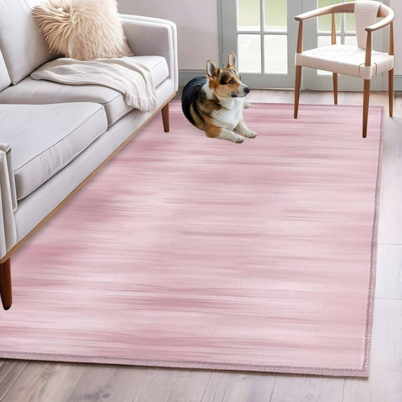 Area Rugs for Living Room Bedroom, Pink 4'x6' Rug Washable Carpet Runner Indoor Outdoor, Modern Abstract Art Ombre Striped Non Slip Accent Floor Mats Rug for Kitchen, Office