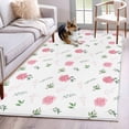 thumbnail image 1 of Area Rugs for Living Room Bedroom, Pink Roses 4'x6' Rug Washable Carpet Runner Indoor Outdoor, Valentine's Day Floral Leaves Romantic Spring Non Slip Accent Floor Mats Rug for Kitchen, Office, 1 of 8