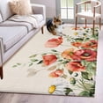 thumbnail image 1 of Area Rugs for Living Room Bedroom, Red Poppy 4'x6' Rug Washable Carpet Runner Indoor Outdoor, Spring Country Watercolor Daisy Flower Leaf Plant Non Slip Accent Floor Mats Rug for Kitchen, Office, 1 of 8