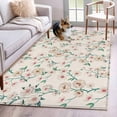 thumbnail image 1 of Area Rugs for Living Room Bedroom, Spring Floral 4'x6' Rug Washable Carpet Runner Indoor Outdoor, Watercolor Flowers Leaves Tree Branches Beige Non Slip Accent Floor Mats Rug for Kitchen, Office, 1 of 8