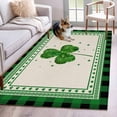 thumbnail image 1 of Area Rugs for Living Room Bedroom, St. Patrick's Day 4'x6' Rug Washable Carpet Runner Indoor Outdoor, Green Shamrock Plaid Beige Spring Non Slip Accent Floor Mats Rug for Kitchen, Office, 1 of 8