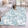 thumbnail image 1 of Area Rugs for Living Room Bedroom, Teal Spring Floral 4'x6' Rug Washable Carpet Runner Indoor Outdoor, Elegant Pastoral Flowers Non Slip Accent Floor Mats Rug for Kitchen, Office, 1 of 8