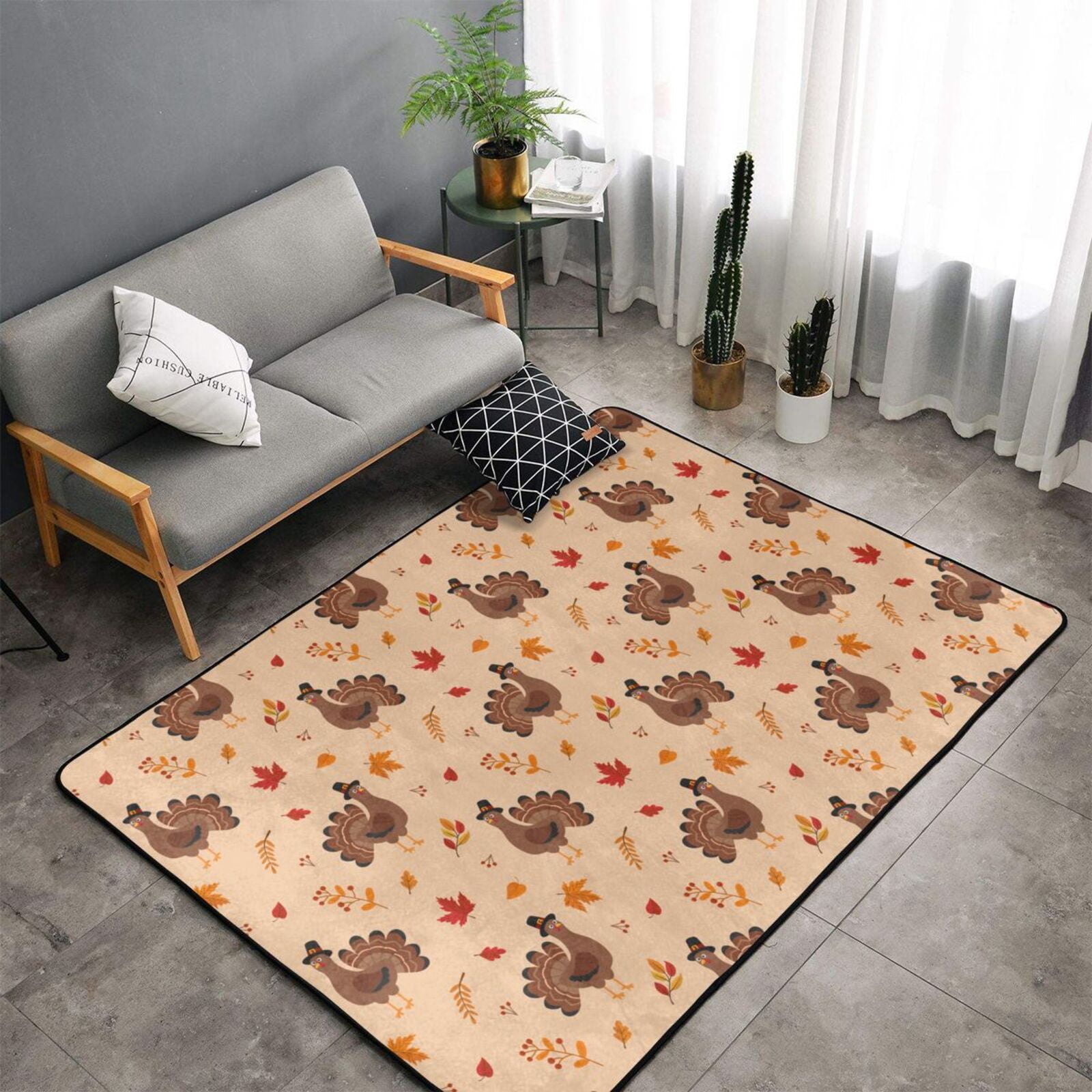 Area Rugs for Living Room Bedroom, Turkey And Autumn Leaves Indoor