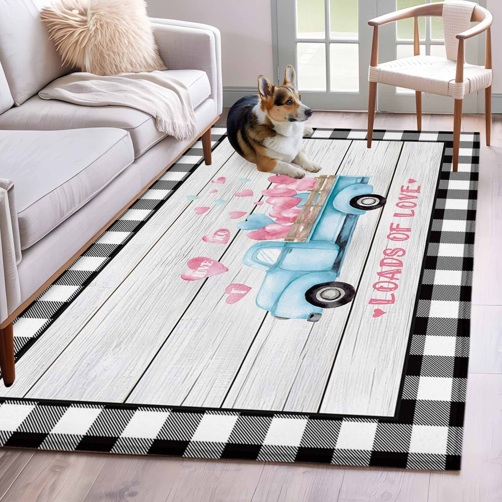 Area Rugs for Living Room Bedroom, Valentine's Day 4'x6' Rug Washable ...