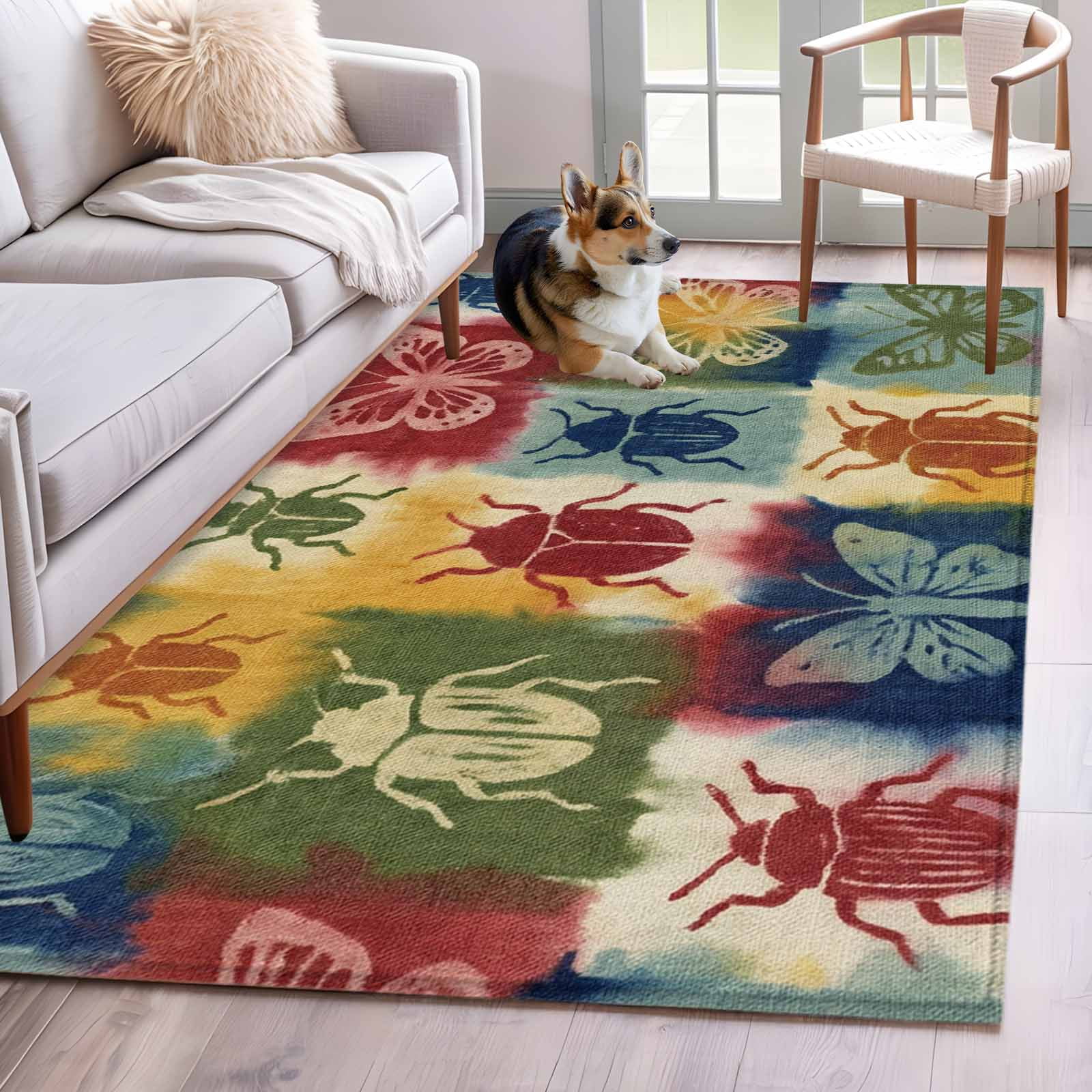 Butterfly Runner Rug Area Rugs for Living Room Bedroom, Vintage Butterflies 4'x6' Rug ...