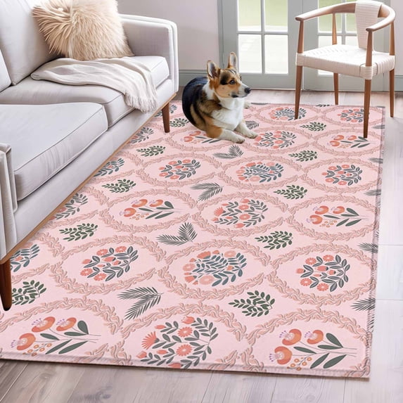 Flower Pattern Area Rug Area Rugs for Living Room Bedroom, Vintage Flower Pattern 4'x6' Rug ...