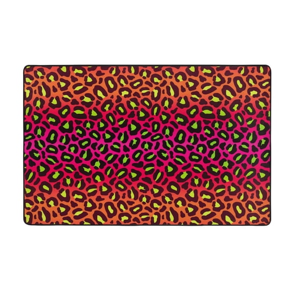Area Rugs For Living Room Decor - 80s 90s Retro Pink Red Leopard Anti Slip Throw Washable Rugs 3x5 For Bedroom, Soft Indoor Carpet For Bedroom Living Room 60x39In