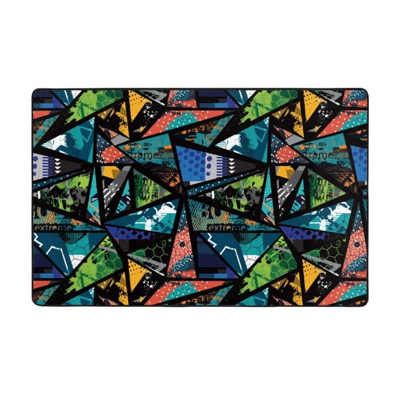 Area Rugs For Living Room Decor - Abstract Geometric Collage Graphics Anti Slip Throw Washable Rugs 3x5 For Bedroom, Soft Indoor Carpet For Bedroom Living Room 60x39In