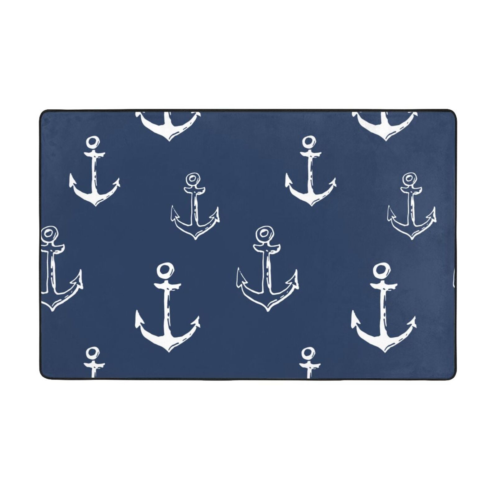 Area Rugs For Living Room Decor - Anchor Navyblue Doodles Anti Slip ...