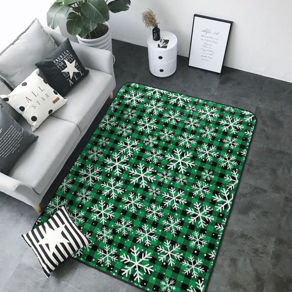 Area Rugs For Living Room Decor - Christmas At Buffalo Plaid Soft Anti Slip Throw Washable Rugs 5x7 For Bedroom, Indoor Carpet For Bedroom Living Room 80x58In