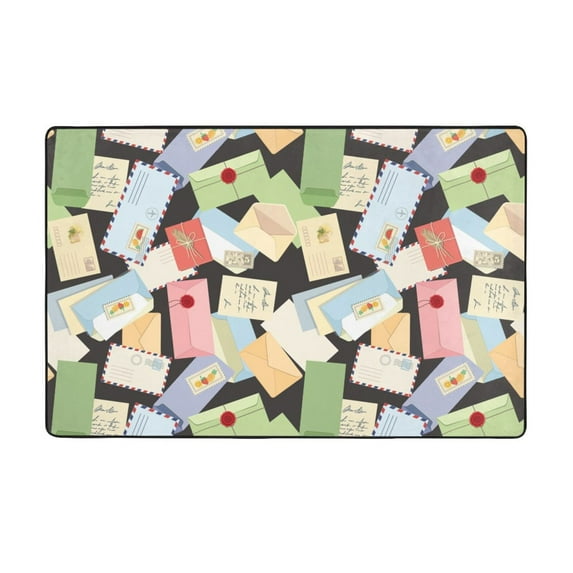 Area Rugs For Living Room Decor - Color Envelope Pattern Anti Slip Throw Washable Rugs 3x5 For Bedroom, Soft Indoor Carpet For Bedroom Living Room 60x39In