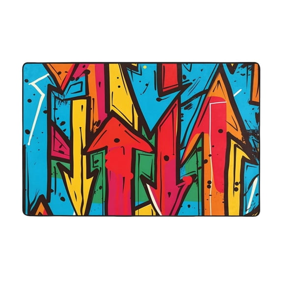 Area Rugs For Living Room Decor - Colorful Arrow Graffiti Pattern Anti Slip Throw Washable Rugs 3x5 For Bedroom, Soft Indoor Carpet For Bedroom Living Room 60x39In