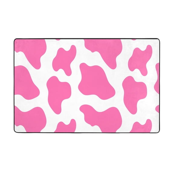 Area Rugs For Living Room Decor - Cow Pink Print 90s 00s Style Anti Slip Throw Washable Rugs 3x5 For Bedroom, Soft Indoor Carpet For Bedroom Living Room 60x39In