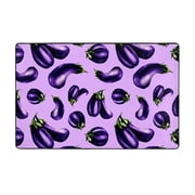 Area Rugs For Living Room Decor - Eggplant Print Purple Anti Slip Throw Washable Rugs 3x5 For Bedroom, Soft Indoor Carpet For Bedroom Living Room 60x39In