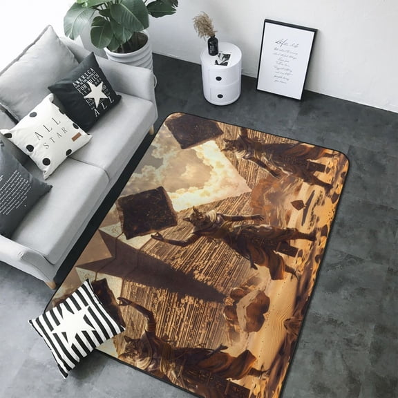 Area Rugs For Living Room Decor - Egyptian Cat Pharaoh Magic Soft Anti Slip Throw Washable Rugs 5x7 For Bedroom, Indoor Carpet For Bedroom Living Room 80x58In