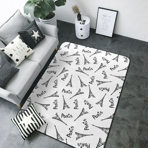 Area Rugs For Living Room Decor - Eiffel Tower paris Soft Anti Slip Throw Washable Rugs 5x7 For Bedroom, Indoor Carpet For Bedroom Living Room 80x58In