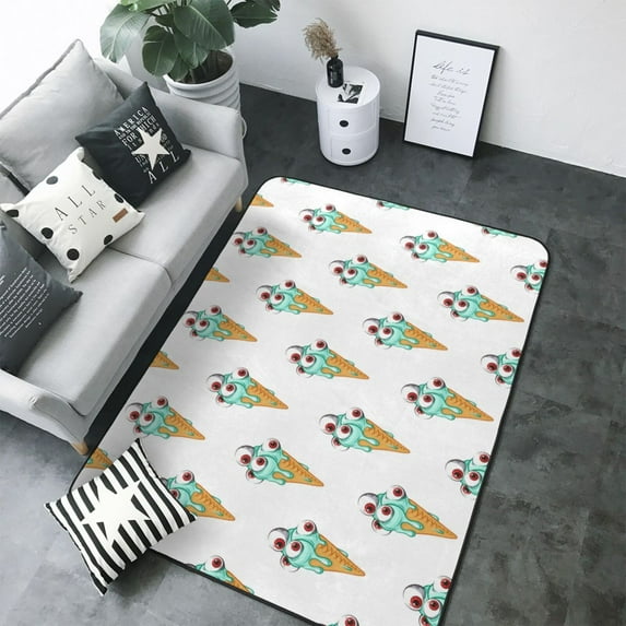 Area Rugs For Living Room Decor - Fun Green Ice Cream Print Soft Anti Slip Throw Washable Rugs 5x7 For Bedroom, Indoor Carpet For Bedroom Living Room 80x58In
