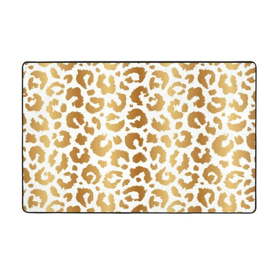 Area Rugs For Living Room Decor - Gold Leopard Fashion Print Anti Slip Throw Washable Rugs 3x5 For Bedroom, Soft Indoor Carpet For Bedroom Living Room 60x39In