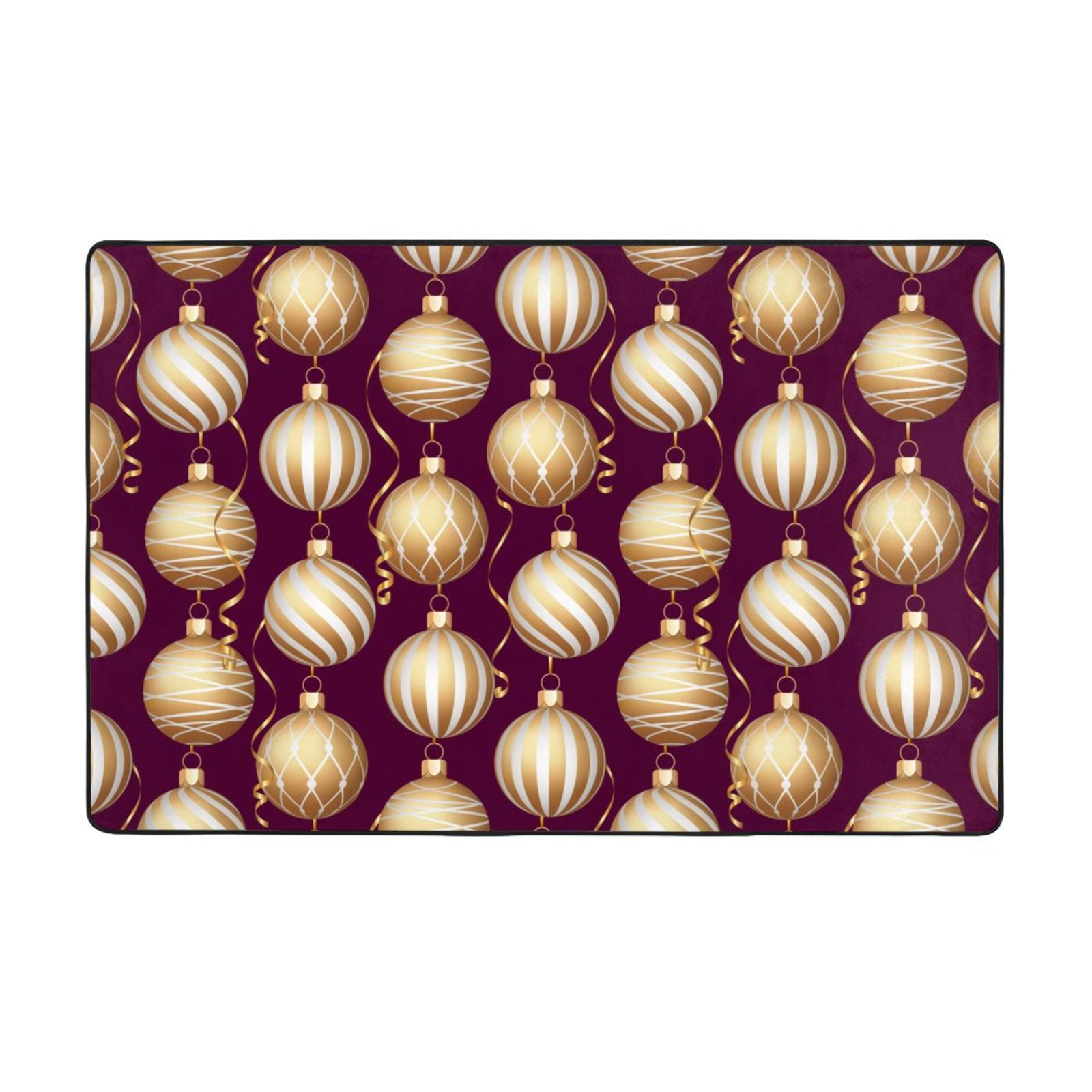 Area Rugs For Living Room Decor - Golden Christmas Balls Anti Slip ...