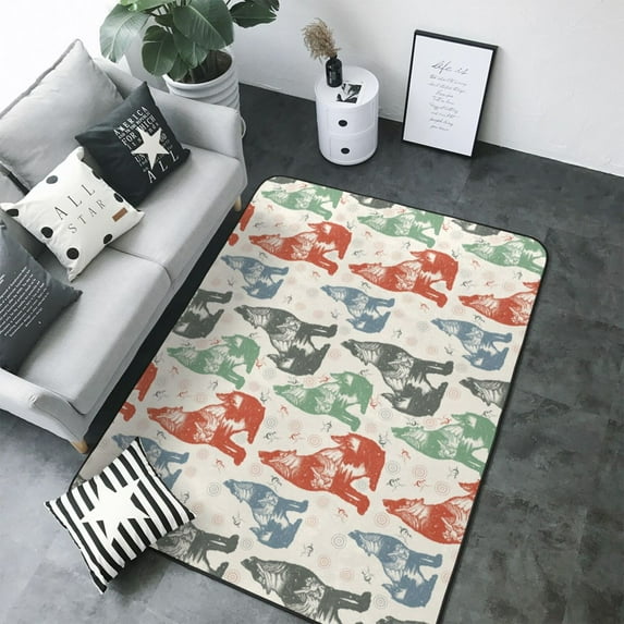 Area Rugs For Living Room Decor - Gothic Cool Husky Multi Color Soft Anti Slip Throw Washable Rugs 5x7 For Bedroom, Indoor Carpet For Bedroom Living Room 80x58In