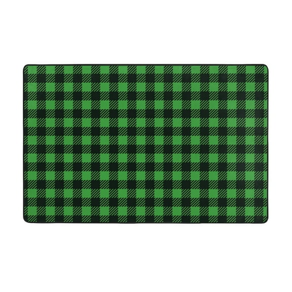 Area Rugs For Living Room Decor - Green Gingham Buffalo Plaid Anti Slip Throw Washable Rugs 3x5 For Bedroom, Soft Indoor Carpet For Bedroom Living Room 60x39In