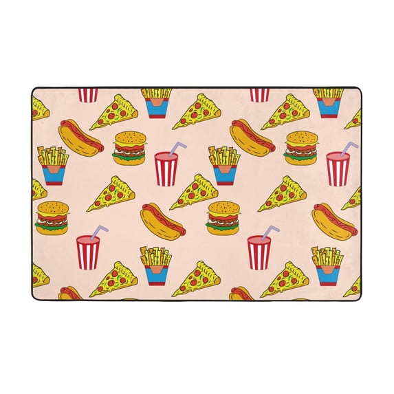 Area Rugs For Living Room Decor - Hamburger Pizza Coke Anti Slip Throw Washable Rugs 3x5 For Bedroom, Soft Indoor Carpet For Bedroom Living Room 60x39In