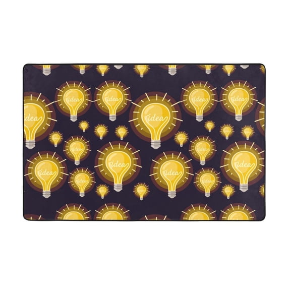 Area Rugs For Living Room Decor - Ider Light Bulb Pattern Anti Slip Throw Washable Rugs 3x5 For Bedroom, Soft Indoor Carpet For Bedroom Living Room 60x39In
