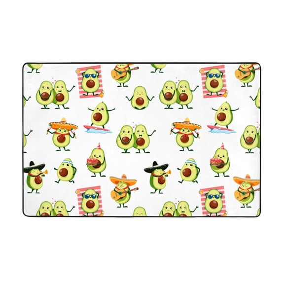 Area Rugs For Living Room Decor - Kawaii Mexican Avocado Anti Slip Throw Washable Rugs 3x5 For Bedroom, Soft Indoor Carpet For Bedroom Living Room 60x39In