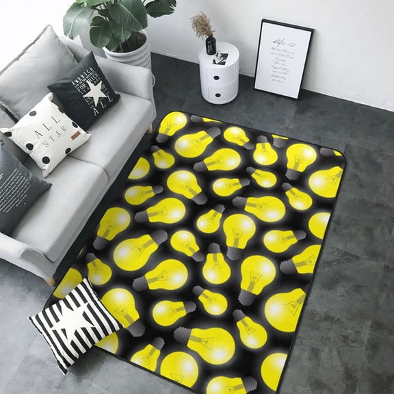 Area Rugs For Living Room Decor - Light Bulb Pattern Bright Soft Anti Slip Throw Washable Rugs 5x7 For Bedroom, Indoor Carpet For Bedroom Living Room 80x58In