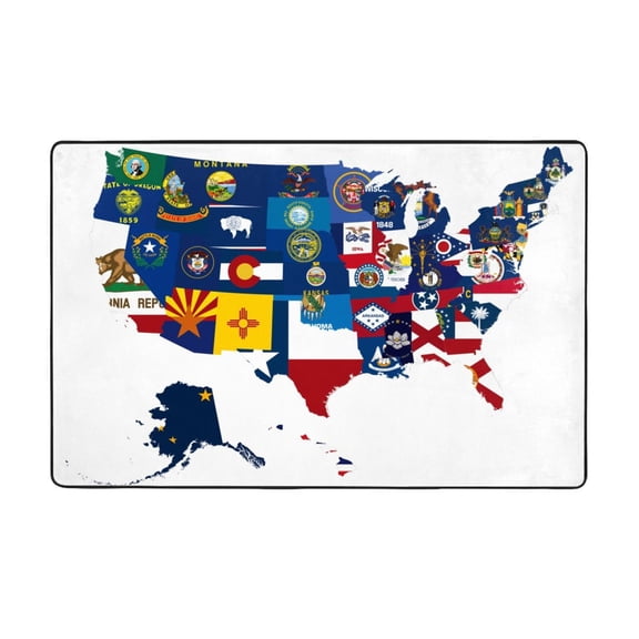 Area Rugs For Living Room Decor - The Map Of United States Anti Slip Throw Washable Rugs 3x5 For Bedroom, Soft Indoor Carpet For Bedroom Living Room 60x39In