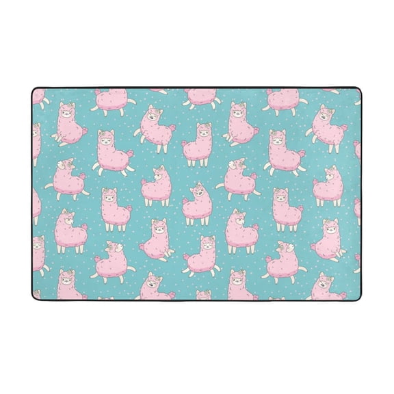 Area Rugs For Living Room Decor - Pink ute Lamas Alpacas Funny Anti Slip Throw Washable Rugs 3x5 For Bedroom, Soft Indoor Carpet For Bedroom Living Room 60x39In