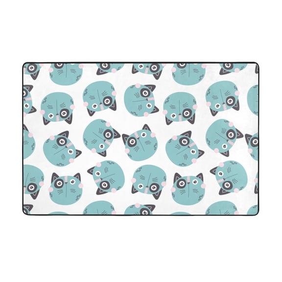 Area Rugs For Living Room Decor - Quirky Cartoon Cat Face Anti Slip Throw Washable Rugs 3x5 For Bedroom, Soft Indoor Carpet For Bedroom Living Room 60x39In