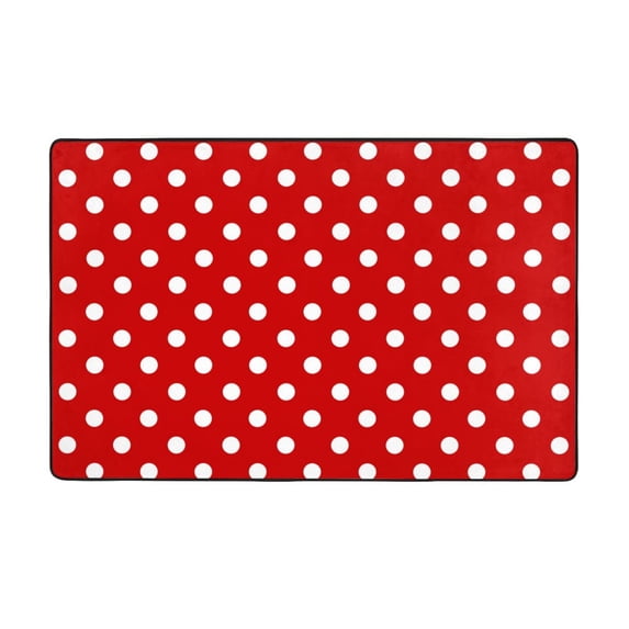 Area Rugs For Living Room Decor - Red Vintage Polka Dots Anti Slip Throw Washable Rugs 3x5 For Bedroom, Soft Indoor Carpet For Bedroom Living Room 60x39In