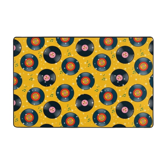 Area Rugs For Living Room Decor - Retro Vinyl Records Anti Slip Throw Washable Rugs 3x5 For Bedroom, Soft Indoor Carpet For Bedroom Living Room 60x39In