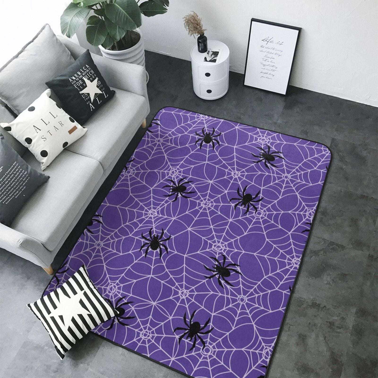 Area Rugs For Living Room Decor - Spider web dark blue cool Soft Anti ...