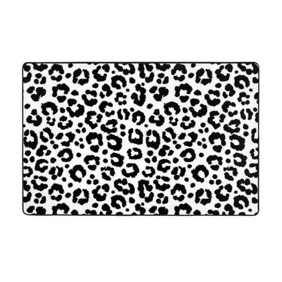 Area Rugs For Living Room Decor - Trendy Black White Leopard Print Anti Slip Throw Washable Rugs 3x5 For Bedroom, Soft Indoor Carpet For Bedroom Living Room 60x39In