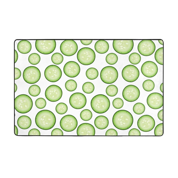Area Rugs For Living Room Decor - White Cucumber Slices Anti Slip Throw Washable Rugs 3x5 For Bedroom, Soft Indoor Carpet For Bedroom Living Room 60x39In
