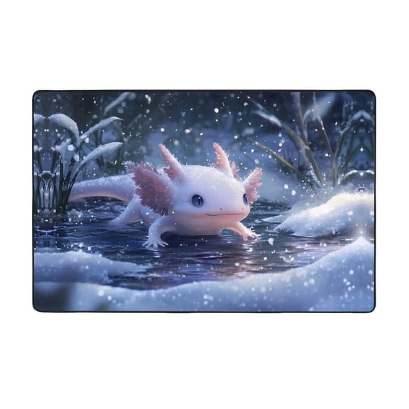 Area Rugs For Living Room Decor - Winter Axolotl In Frozen Pond B Anti Slip Throw Washable Rugs 3x5 For Bedroom, Soft Indoor Carpet For Bedroom Living Room 60x39In