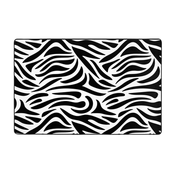 Area Rugs For Living Room Decor - Zebra Print Black White Cool Anti Slip Throw Washable Rugs 3x5 For Bedroom, Soft Indoor Carpet For Bedroom Living Room 60x39In