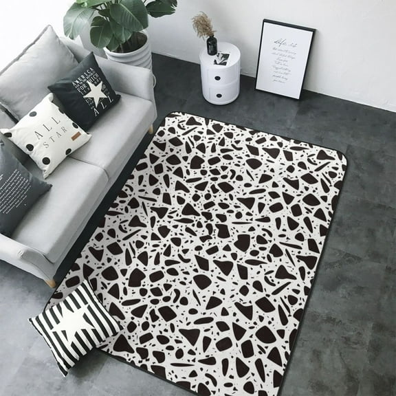 Area Rugs For Living Room Decor - black white graphics Soft Anti Slip Throw Washable Rugs 5x7 For Bedroom, Indoor Carpet For Bedroom Living Room 80x58In