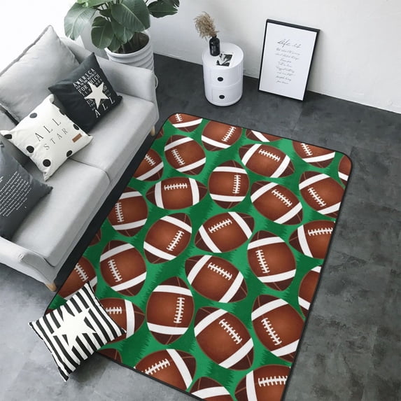 Area Rugs For Living Room Decor - cute American football green grass Soft Anti Slip Throw Washable Rugs 5x7 For Bedroom, Indoor Carpet For Bedroom Living Room 80x58In
