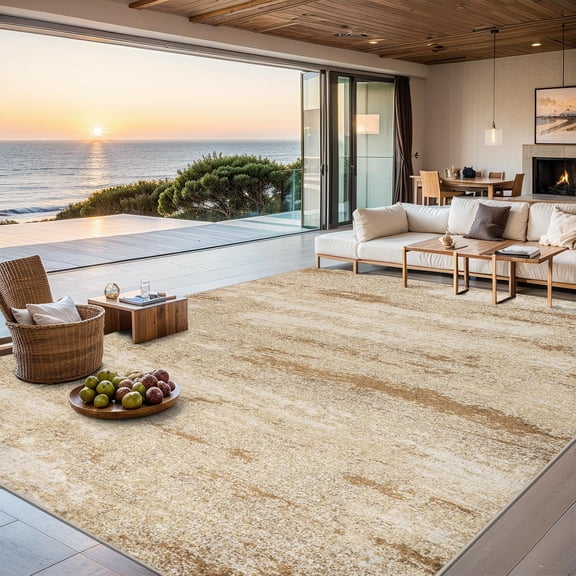 Area Rugs Living Room Rug - 5x7 Washable Modern Abstract Soft Neutral Non-Slip Carpet Large Indoor Floor Thin Carpets for Bedroom Dining Room Farmhouse Nursery Home Office Brown Black Grey