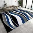 thumbnail image 1 of Area Rugs Living Room Rug, Creative Blue Black White Wavy Pattern Dynamic Streamline Lines Decor Carpet, Soft Non Skid Low Pile Carpet for Bedroom Floor Shed Resistant Entryway 2x3ft, 1 of 6