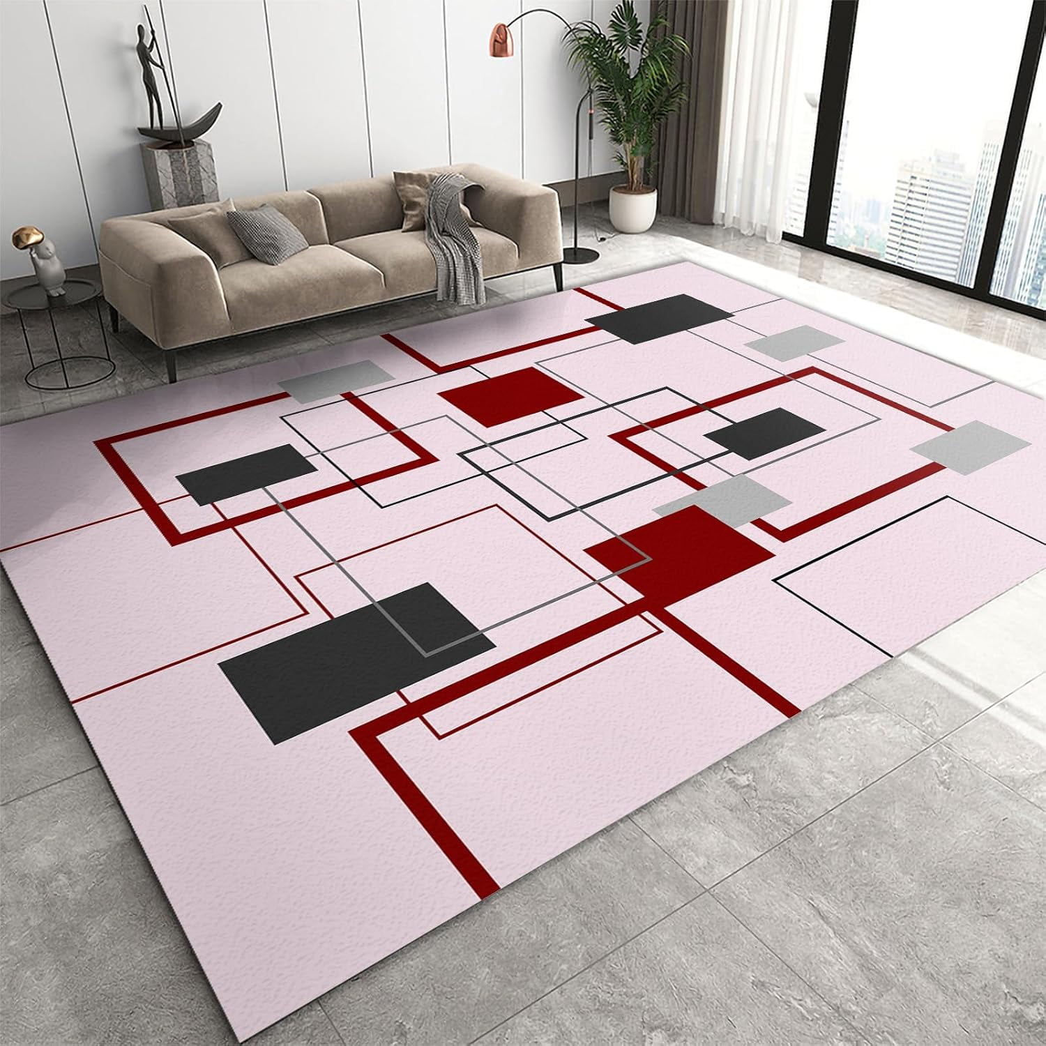 Curated visual reference: Area Rugs Living Room Rug Nordic Minimalist Red Black Rectangular Photo Inspiration