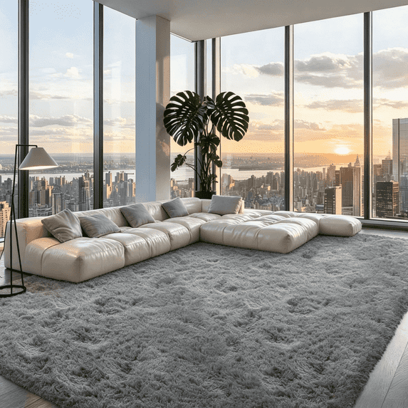 Ultra Soft Shag Area Rug for Living Room, Machine Washable Plush Carpet with Non Slip Backing, Fluffy Bedroom Rug for Home Decor, 9' x 12'