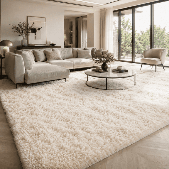 Ultra Soft Shag Area Rug for Living Room, Machine Washable Plush Carpet with Non Slip Backing, Fluffy Bedroom Rug for Home Decor, 6' x 9'